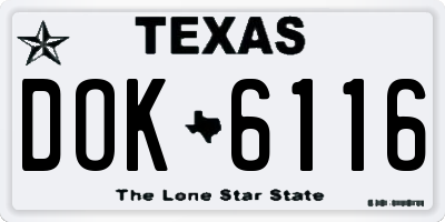 TX license plate DOK6116