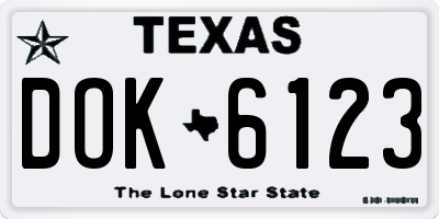 TX license plate DOK6123