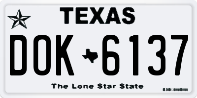 TX license plate DOK6137