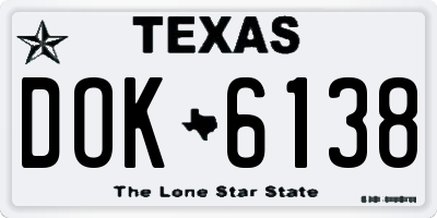 TX license plate DOK6138