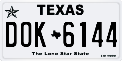 TX license plate DOK6144