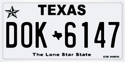 TX license plate DOK6147