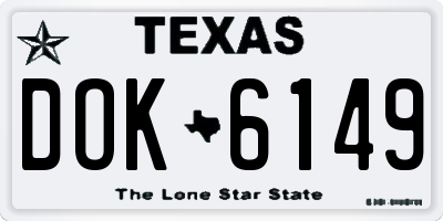 TX license plate DOK6149