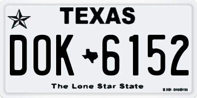 TX license plate DOK6152