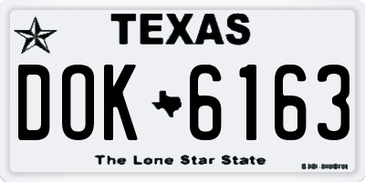 TX license plate DOK6163