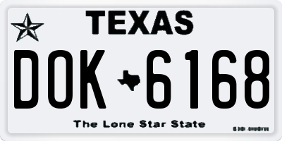 TX license plate DOK6168