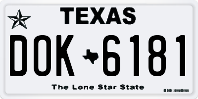 TX license plate DOK6181