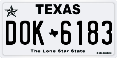 TX license plate DOK6183