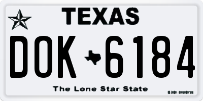 TX license plate DOK6184