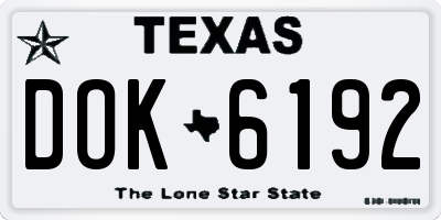 TX license plate DOK6192