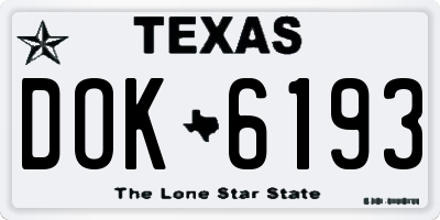 TX license plate DOK6193