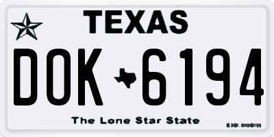TX license plate DOK6194