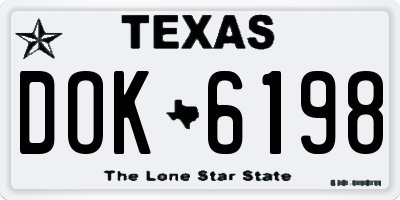 TX license plate DOK6198