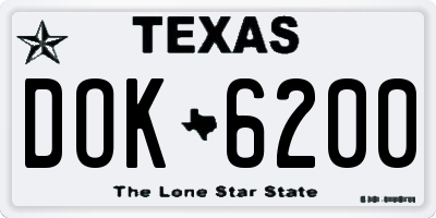 TX license plate DOK6200