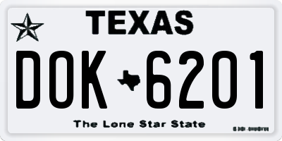 TX license plate DOK6201