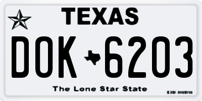 TX license plate DOK6203