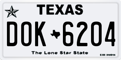 TX license plate DOK6204