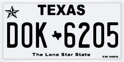 TX license plate DOK6205