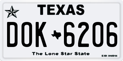 TX license plate DOK6206