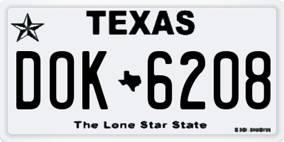 TX license plate DOK6208