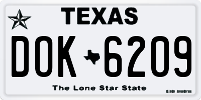 TX license plate DOK6209