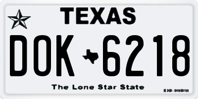 TX license plate DOK6218