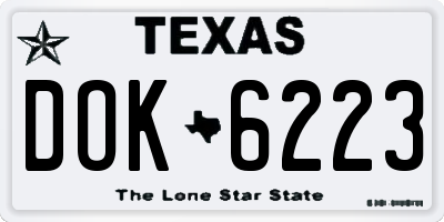 TX license plate DOK6223