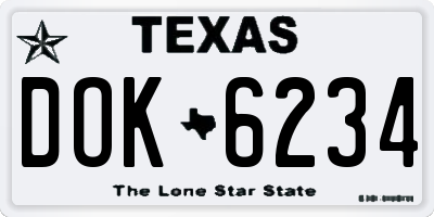 TX license plate DOK6234