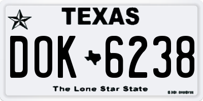 TX license plate DOK6238