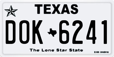 TX license plate DOK6241
