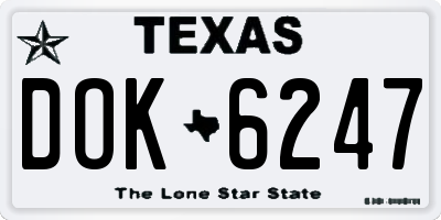 TX license plate DOK6247