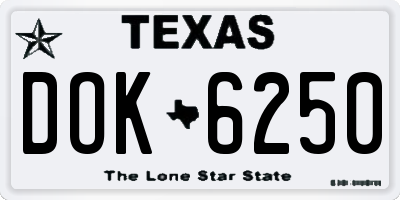 TX license plate DOK6250