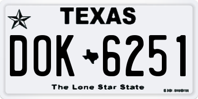 TX license plate DOK6251