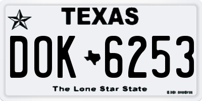 TX license plate DOK6253