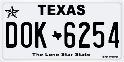 TX license plate DOK6254