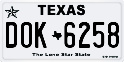 TX license plate DOK6258