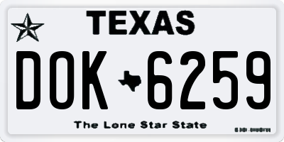 TX license plate DOK6259