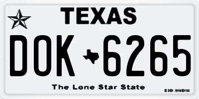 TX license plate DOK6265