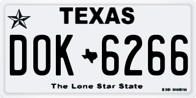 TX license plate DOK6266