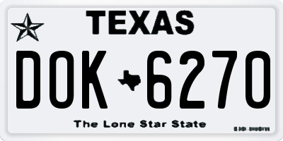 TX license plate DOK6270