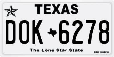 TX license plate DOK6278