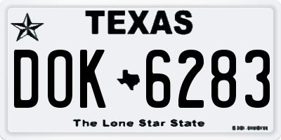 TX license plate DOK6283