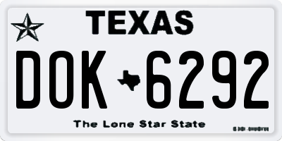TX license plate DOK6292