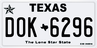 TX license plate DOK6296