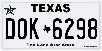 TX license plate DOK6298