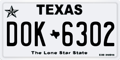 TX license plate DOK6302
