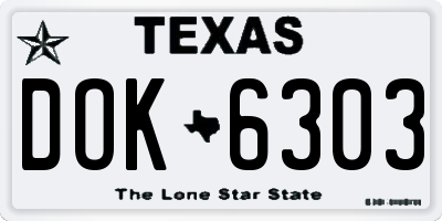 TX license plate DOK6303