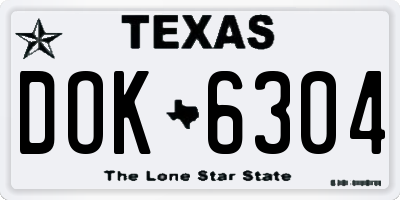 TX license plate DOK6304