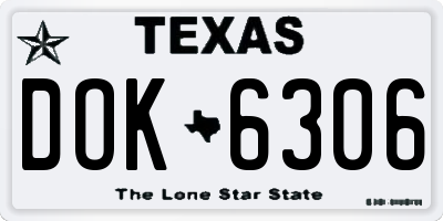 TX license plate DOK6306