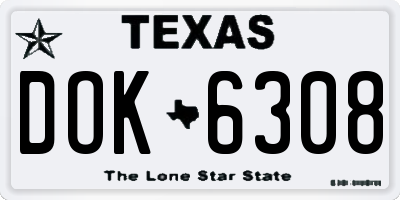 TX license plate DOK6308